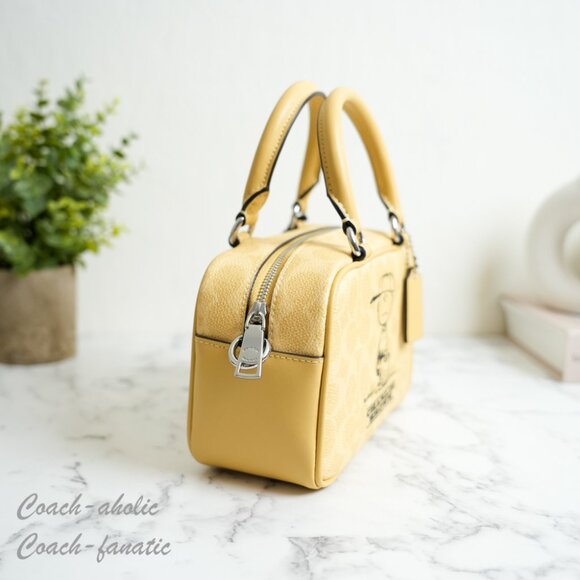 NWT Coach X Peanuts CBJ63 Satchel Crossbody Bag In Signature Canvas Charlie Brow - Picture 7 of 12